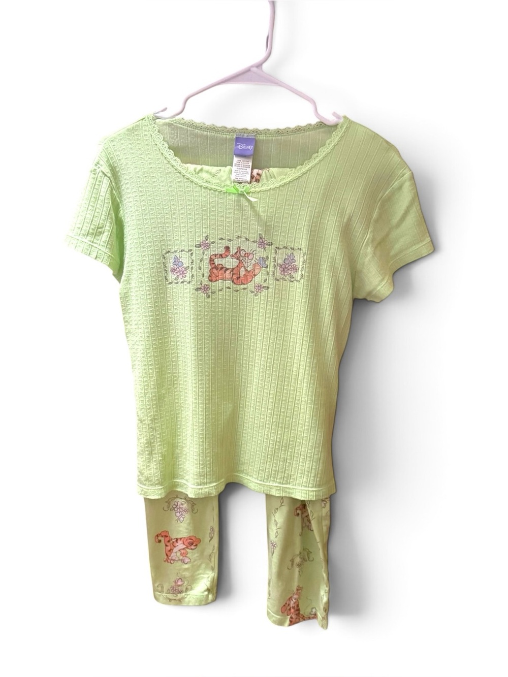 Disney Tigger Green Cotton Pajama Set Medium